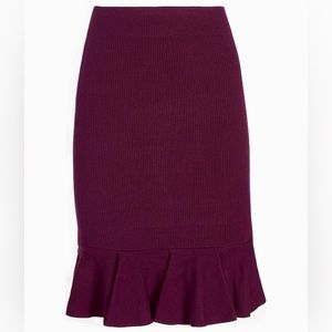 Express - High Waisted Body Contour Ruffle Bottom Sweater Skirt